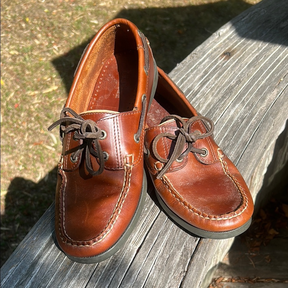 Men’s leather LL Bean moc loafer boat shoe